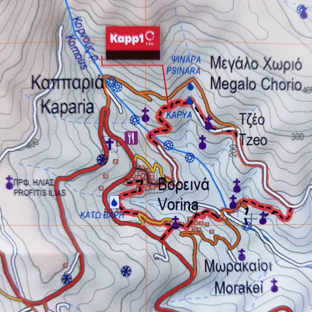 Χάρτης μονοπάτι Kaa1 Άνδρος