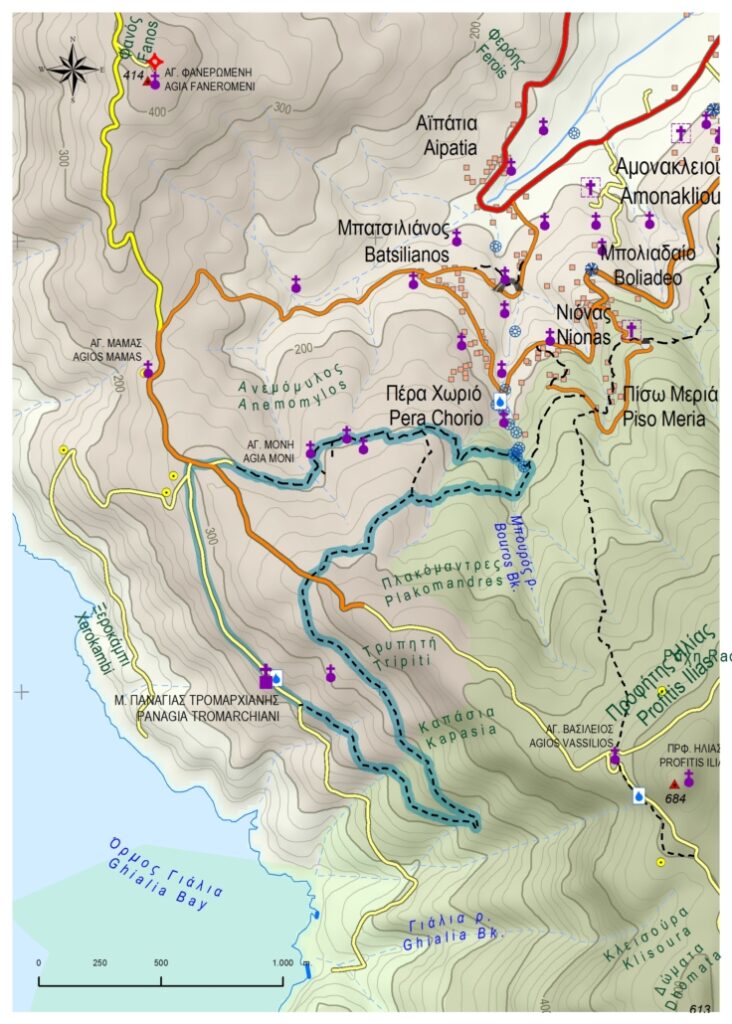 Χάρτης μονοπάτι Tr1 Άνδρος